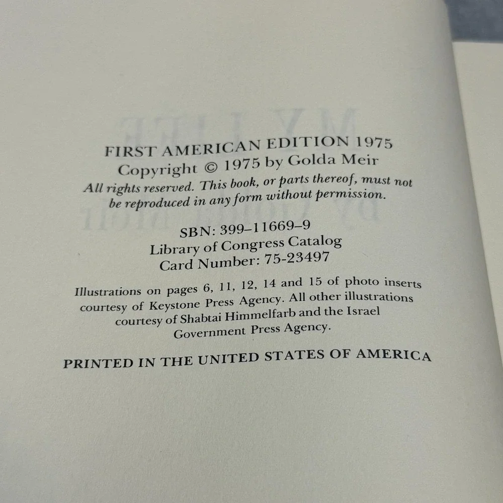 Vintage 1975 My Life by Golda Meir 1st American Ed HC DJ Israel Prime Minister